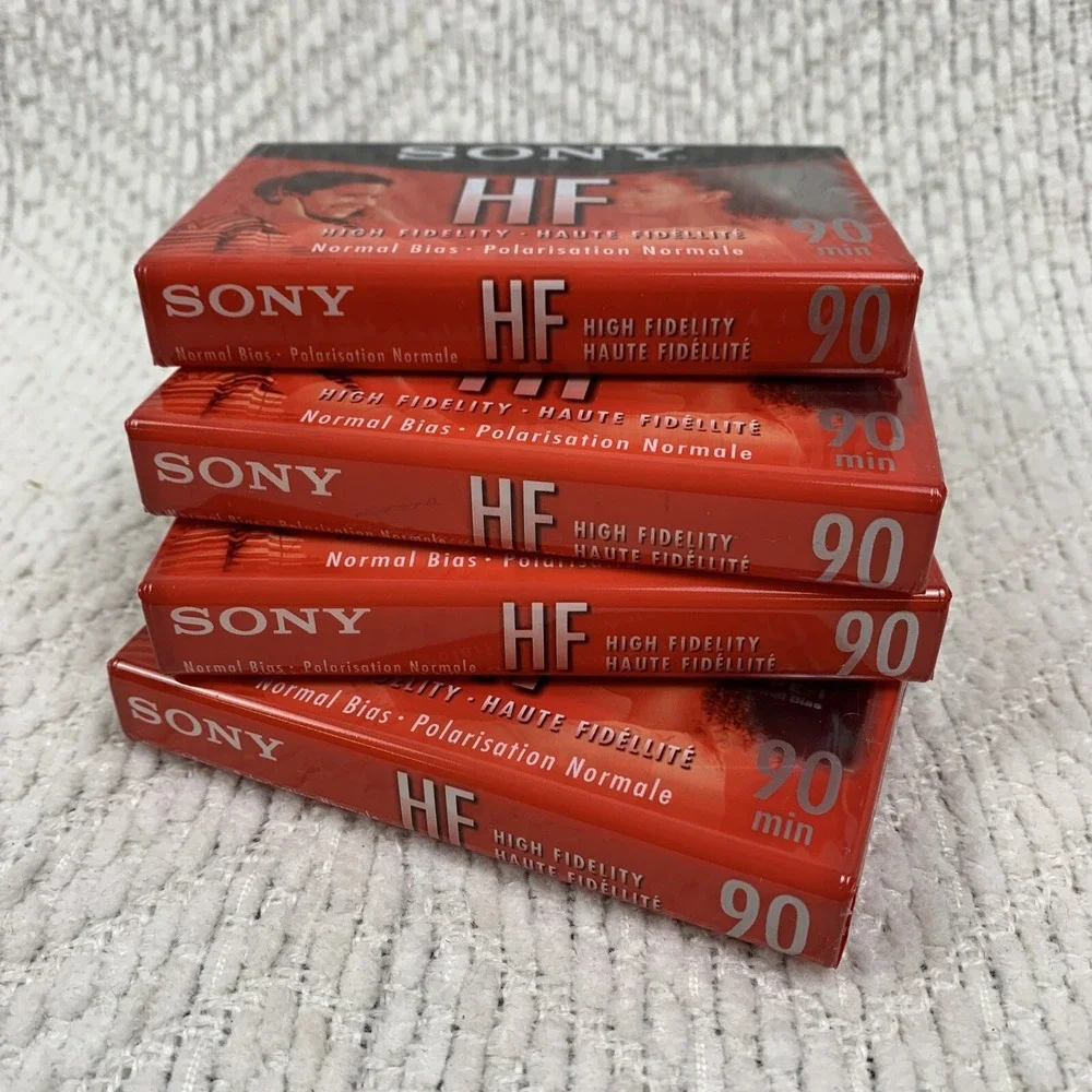 Lot of 4 New Sony Cassette Audio Tapes C-90HFL Blank Unused Sealed 90‎ Minutes